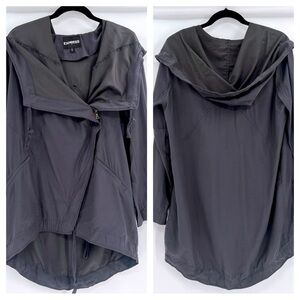 Express Gray Asymmetric Zip Lightweight Jacket size S oversized